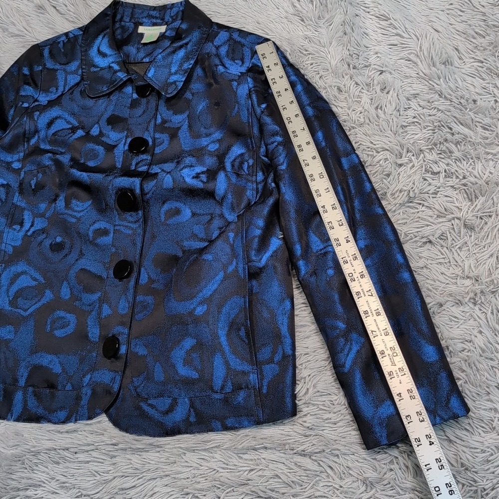 Laura Ashley Jacket Womens M Blue Coat Button Up Casual Comfy Preppy Pockets - Picture 5 of 11